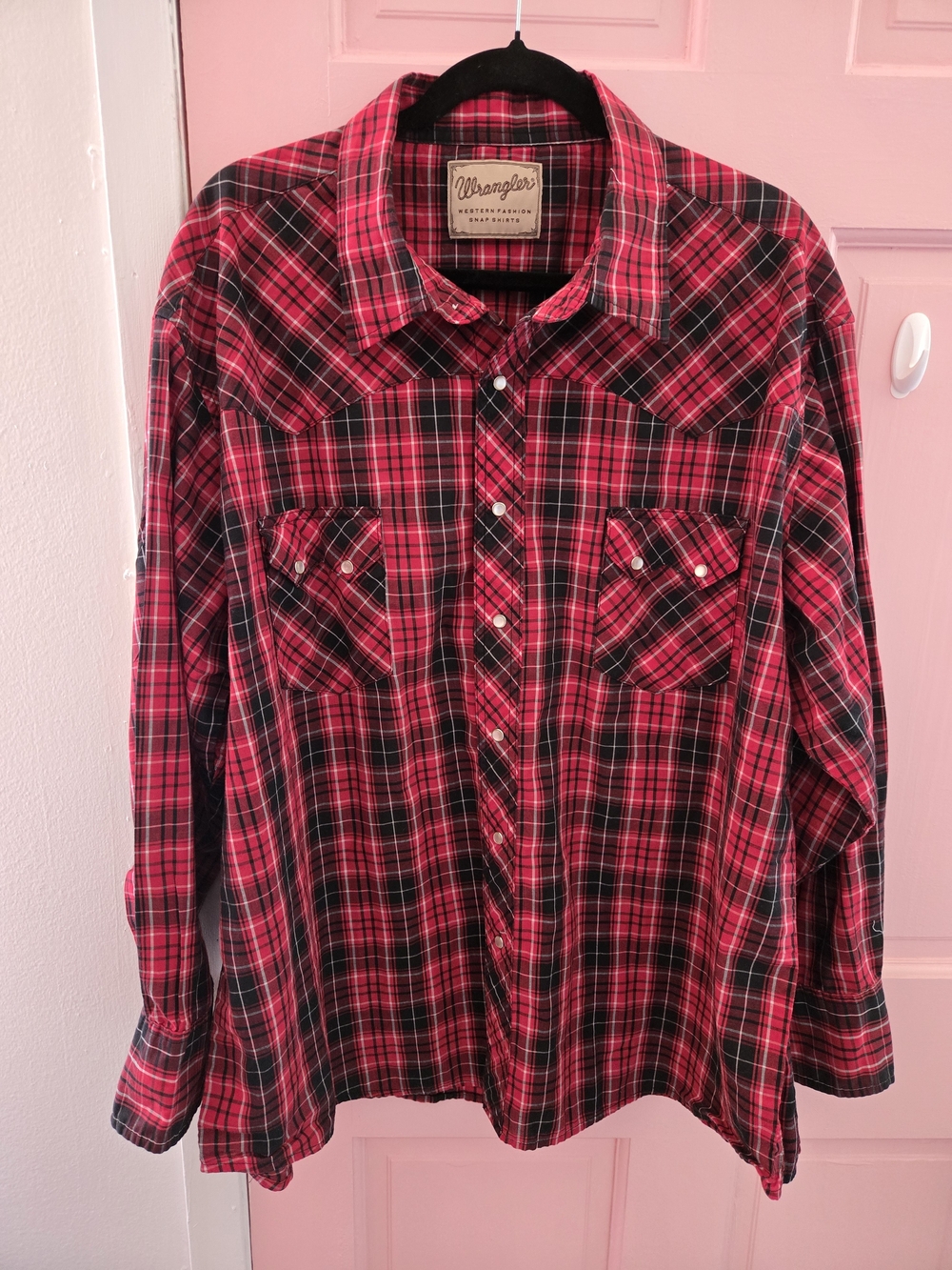 Wrangler Black & Red Plaid Western Shirt